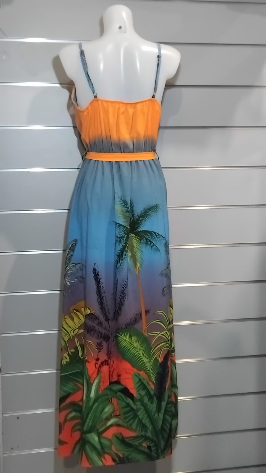 Robe longue, imprimée tropicale, poitrine rembourrée