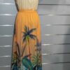 Robe longue, imprimée tropicale, poitrine rembourrée