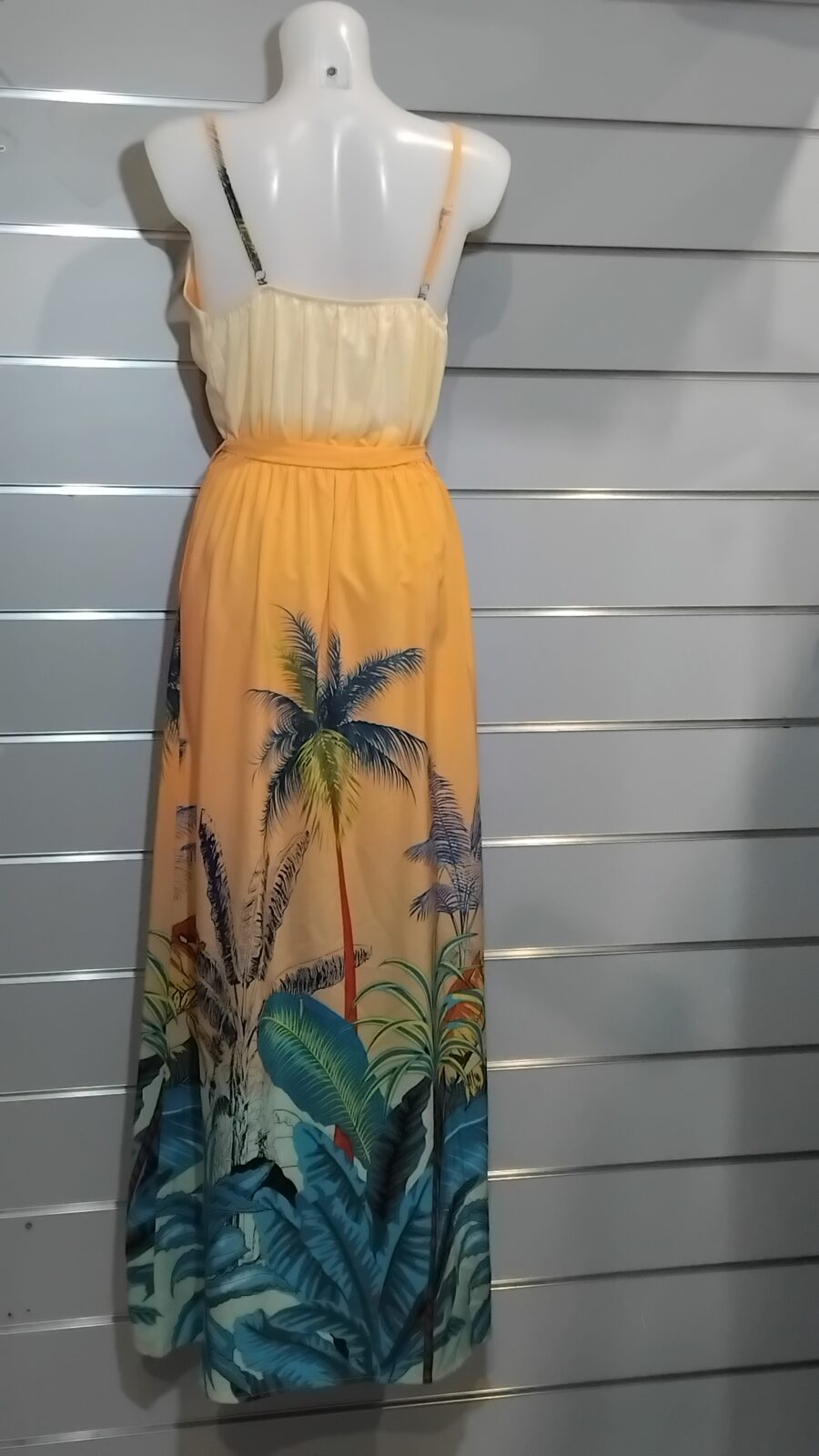 Robe longue, imprimée tropicale, poitrine rembourrée