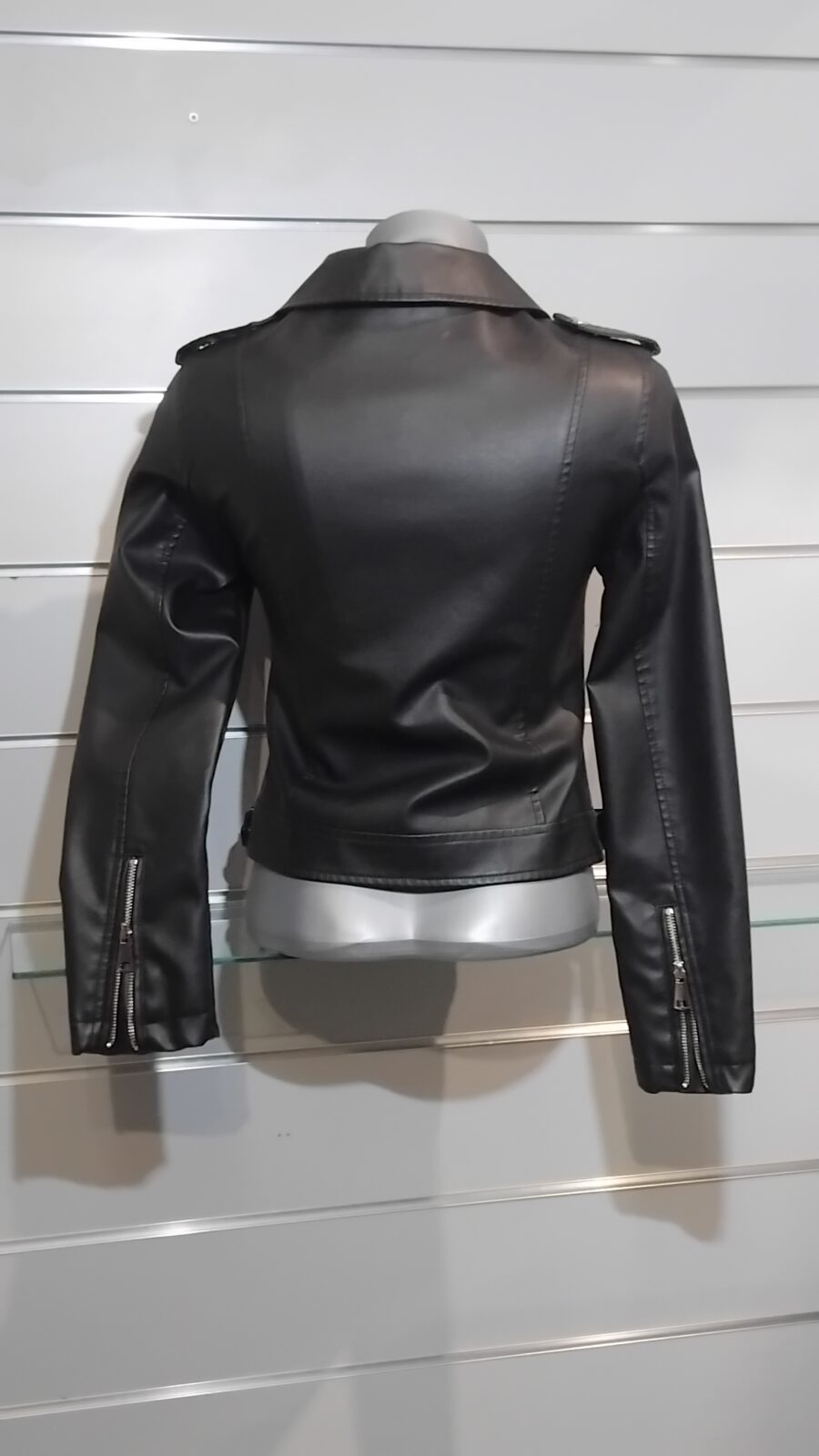 Veste femme, perfecto en cuir synthétique, col à revers, poche poitrine, fermeture à zip