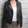 Veste femme, perfecto en cuir synthétique, col à revers, poche poitrine, fermeture à zip