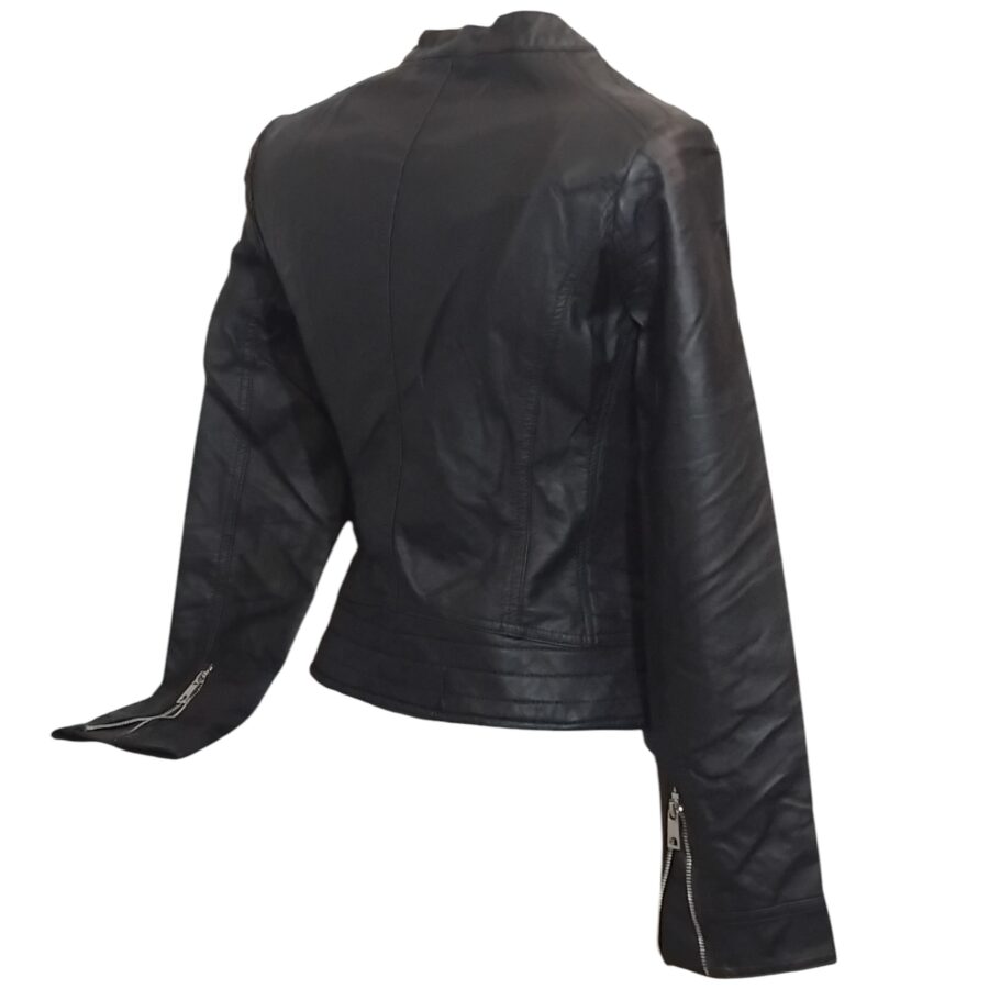 Veste femme, perfecto en cuir synthétique, col à revers, poche poitrine, fermeture à zip – Image 6