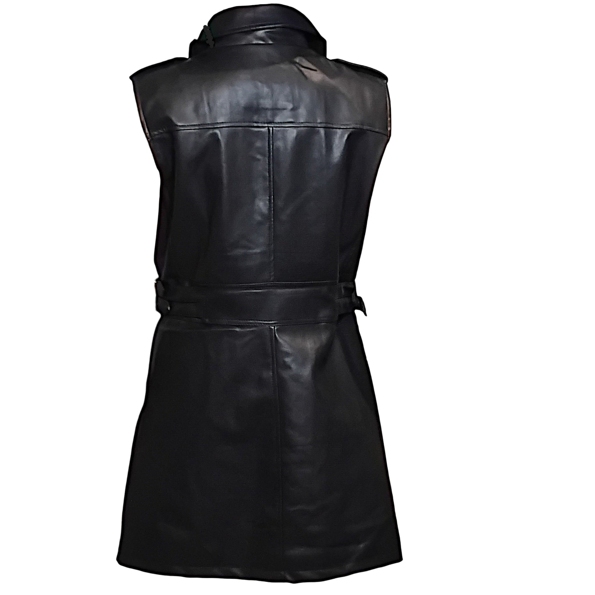 Robe perfecto en simili cuir, col à revers, poche et fermetures zippées, coupe ample