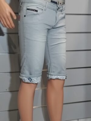 Bermuda Homme, short jean stretch, ourlets imprimés, JAYLVIS