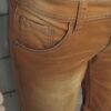 Bermuda Homme, short jean stretch, ourlets imprimés, JAYLVIS, marron