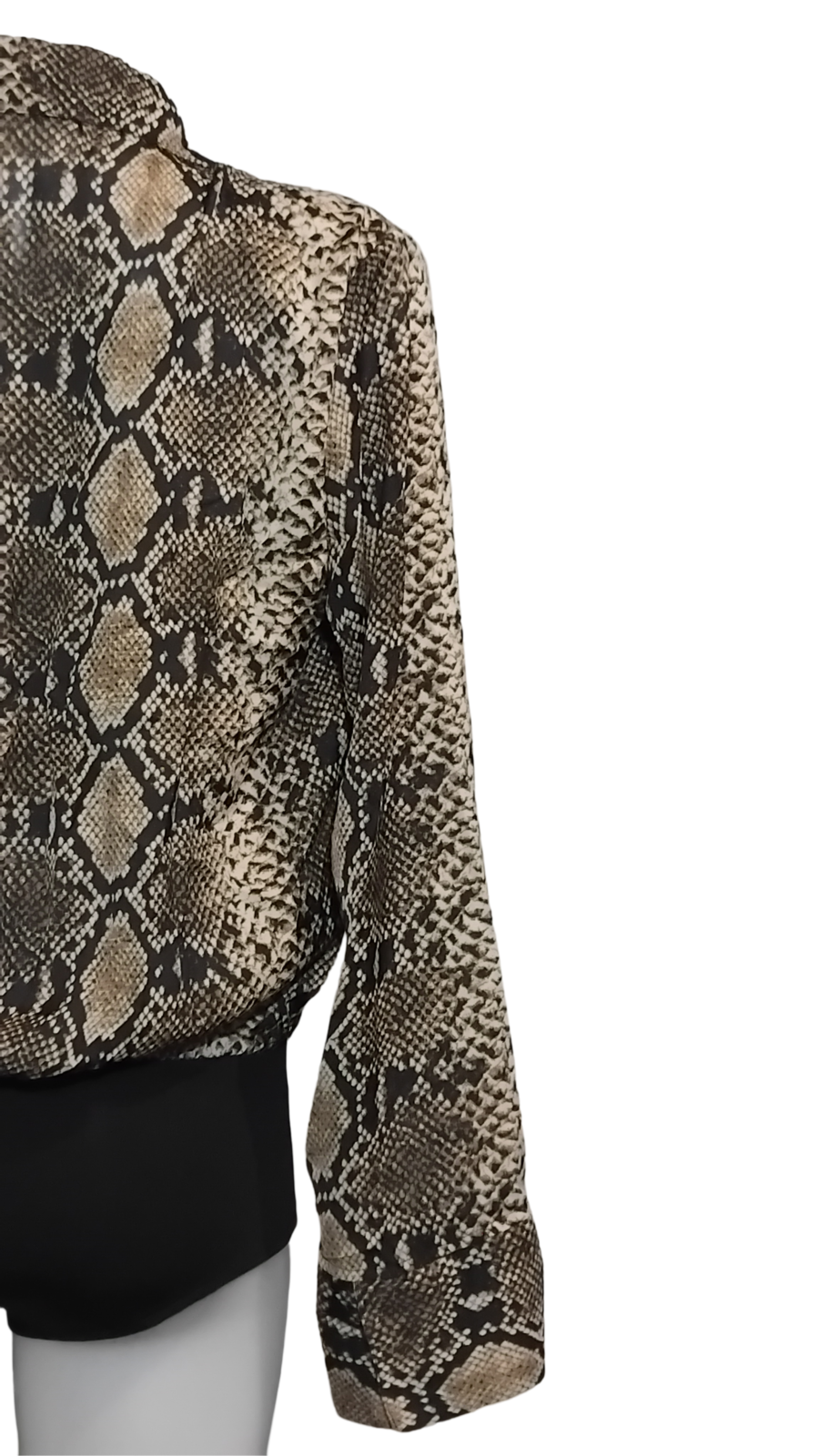 Body chemisier Femme, aspect peau de serpent "snake skin", col blazer, bas noir