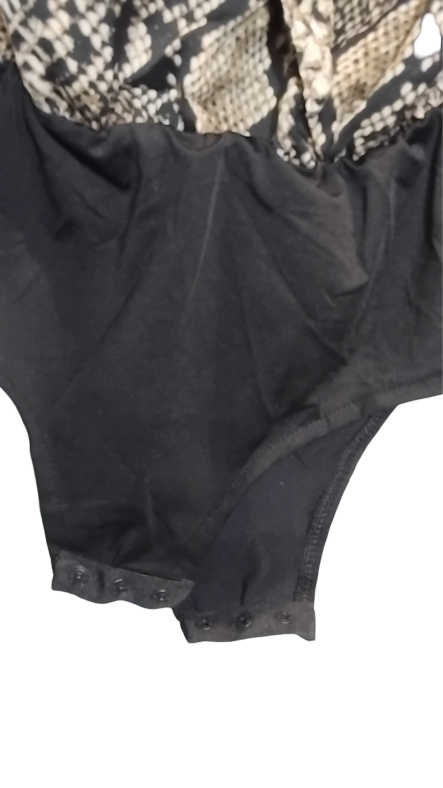 Body chemisier Femme, aspect peau de serpent "snake skin", col blazer, bas noir