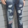 Pantalon Homme, Jean déchiré, destroy, à empiècement, fermeture à zip