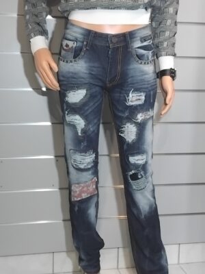 Pantalon Homme, Jean déchiré, destroy, à empiècement, fermeture à zip