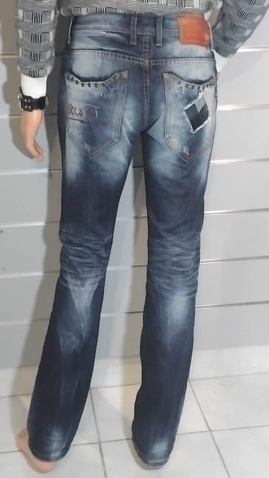 Pantalon Homme, Jean déchiré, destroy, à empiècement, fermeture à zip