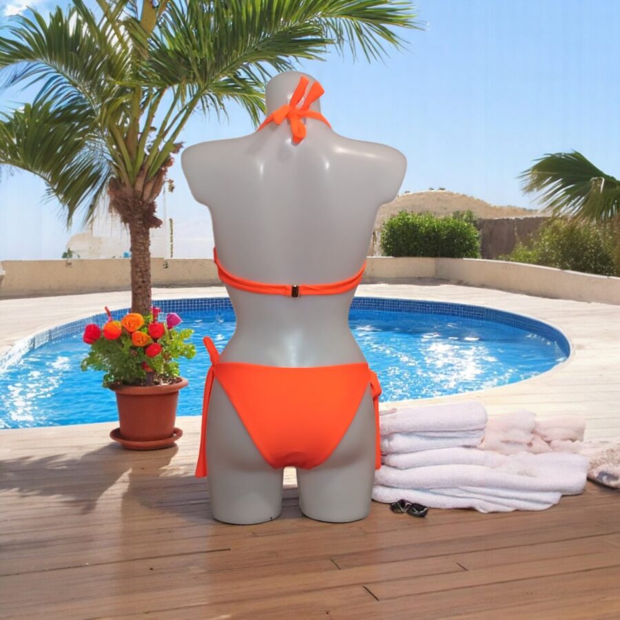 Maillot de bain Femme, bikini 2 pièces, bijou poitrine, logo étoile de mer, orange