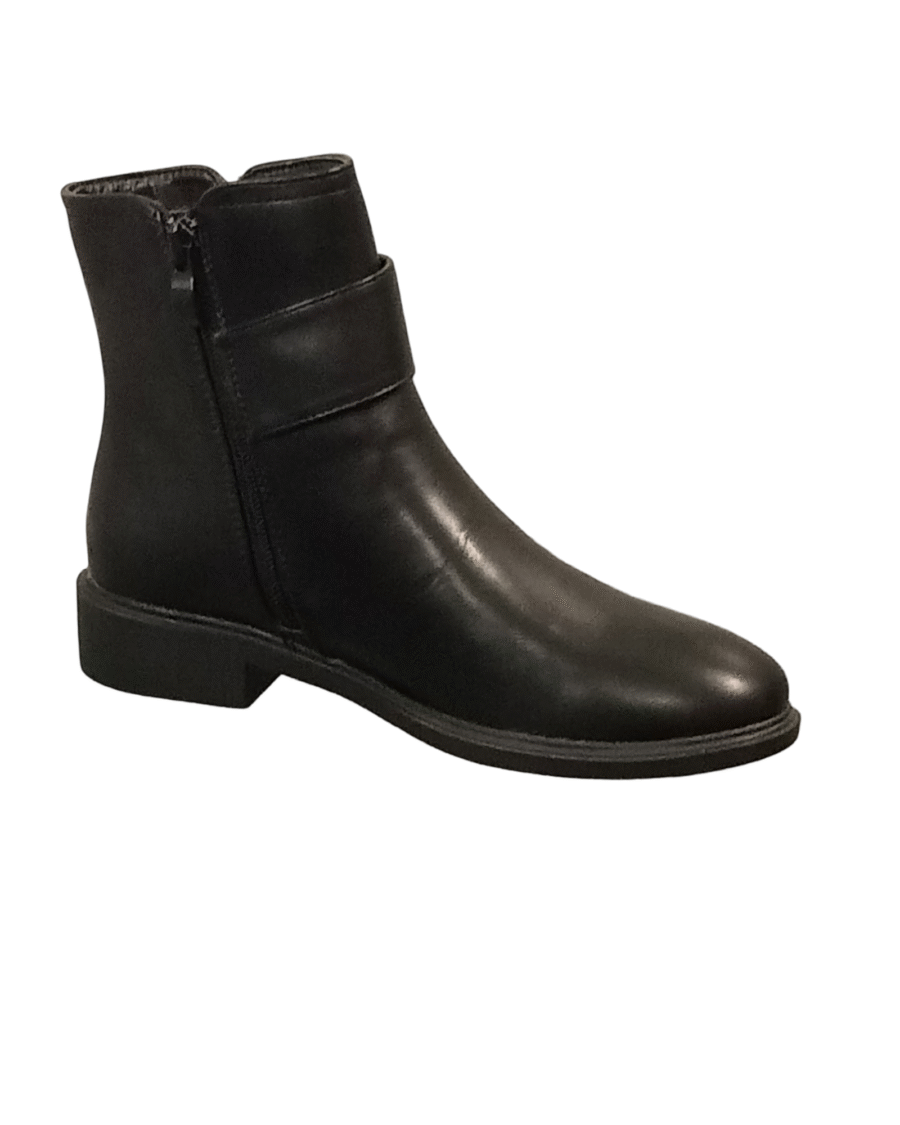 Chaussures Femme, bottines boots, fermeture zippé, noir, logo dorée