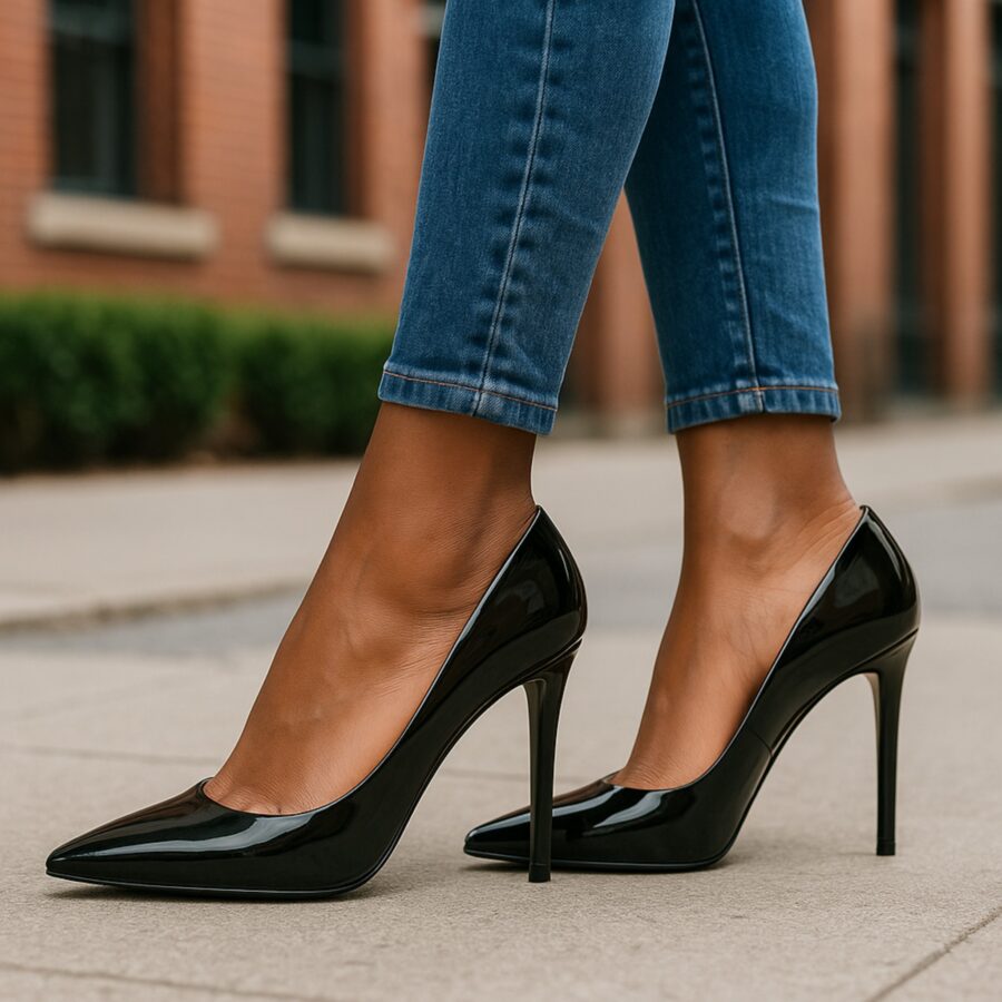 Chaussures Femme, Escarpins sexy, talon aiguille, vernis noir