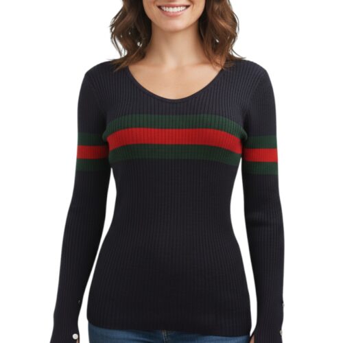 Pull pour Femme, pull réversible, coupe moulante, bleu, taille L