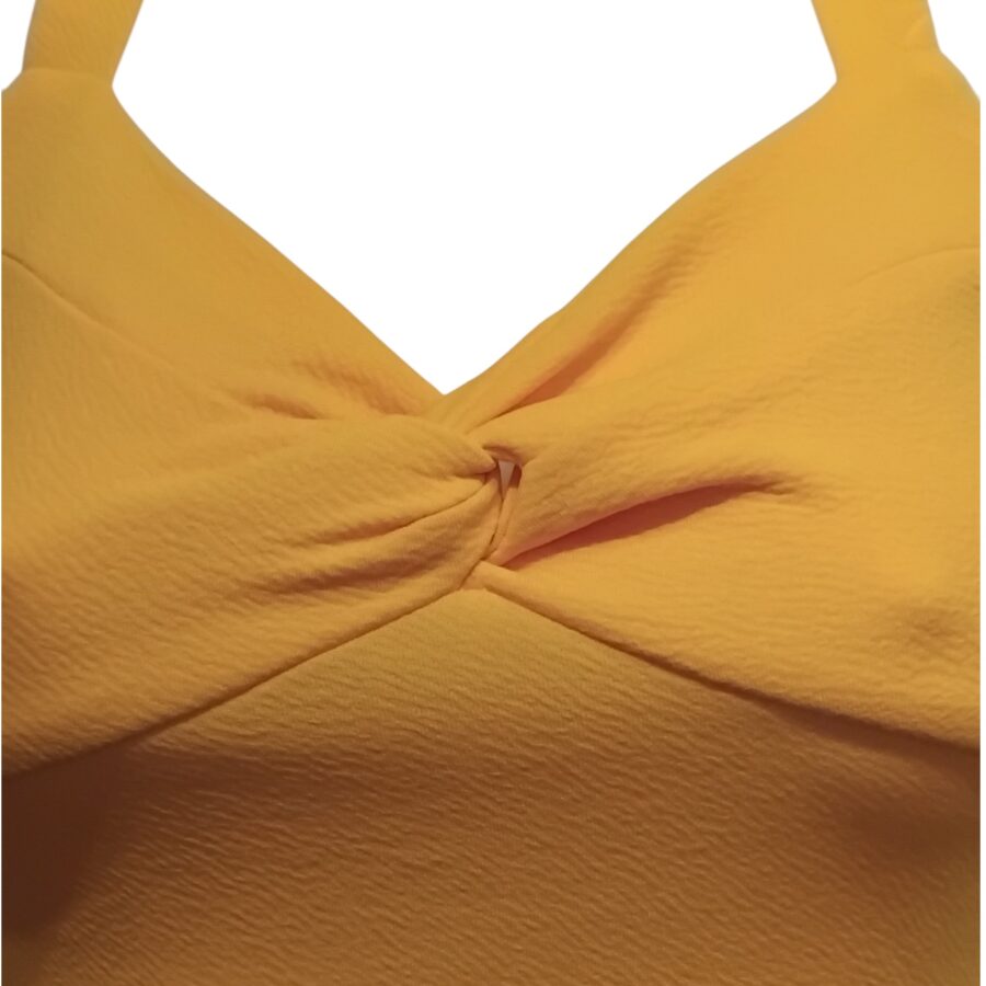 Robe de soirée, robe moulante, dos nu, sans manches, jaune moutard