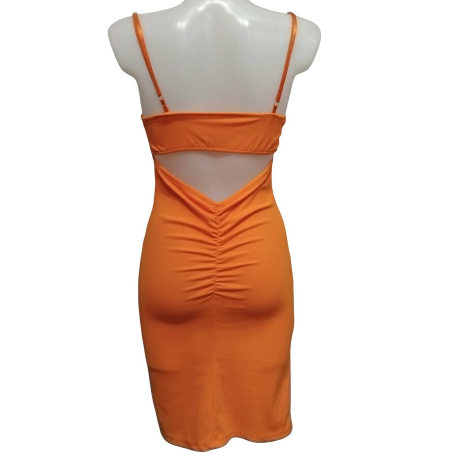 Robe de soirée, robe courte, robe sexy, bijou poitrine, poitrine rembourrée, orange