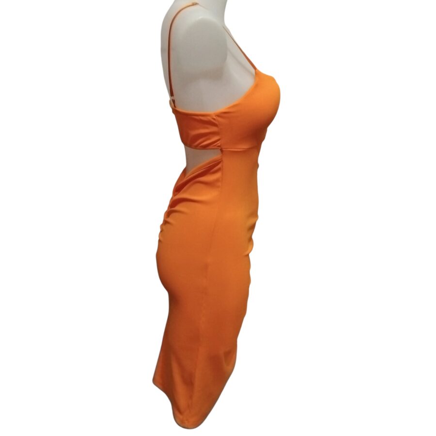 Robe de soirée, robe courte, robe sexy, bijou poitrine, poitrine rembourrée, orange