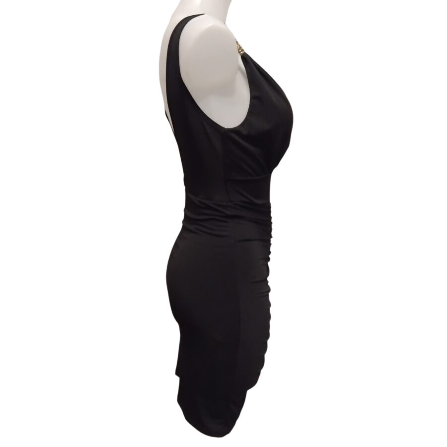 Robe de soirée, robe courte, sexy, décolleté plongeant, bijoux aux bretelles, noir