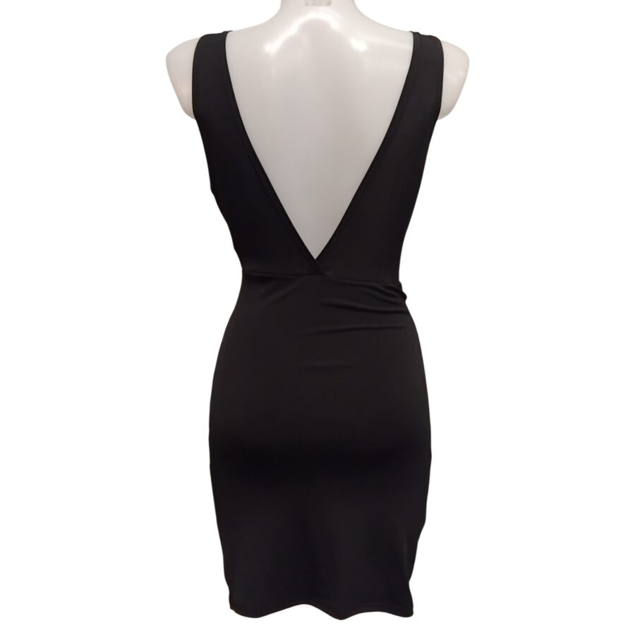 Robe de soirée, robe courte, sexy, décolleté plongeant, bijoux aux bretelles, noir