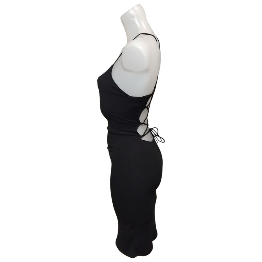 Robe de soirée, robe courte, dos nu avec lacets, poitrine rembourrée, noir