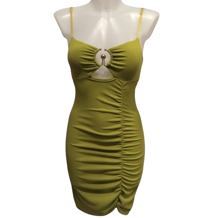 Robe de soirée, robe courte, robe sexy, bijou poitrine, poitrine rembourrée, vert